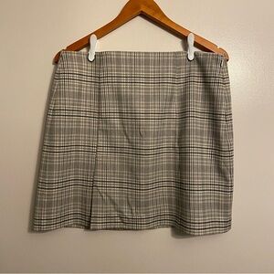 Short Tartan Pencil Skirt with faux slit